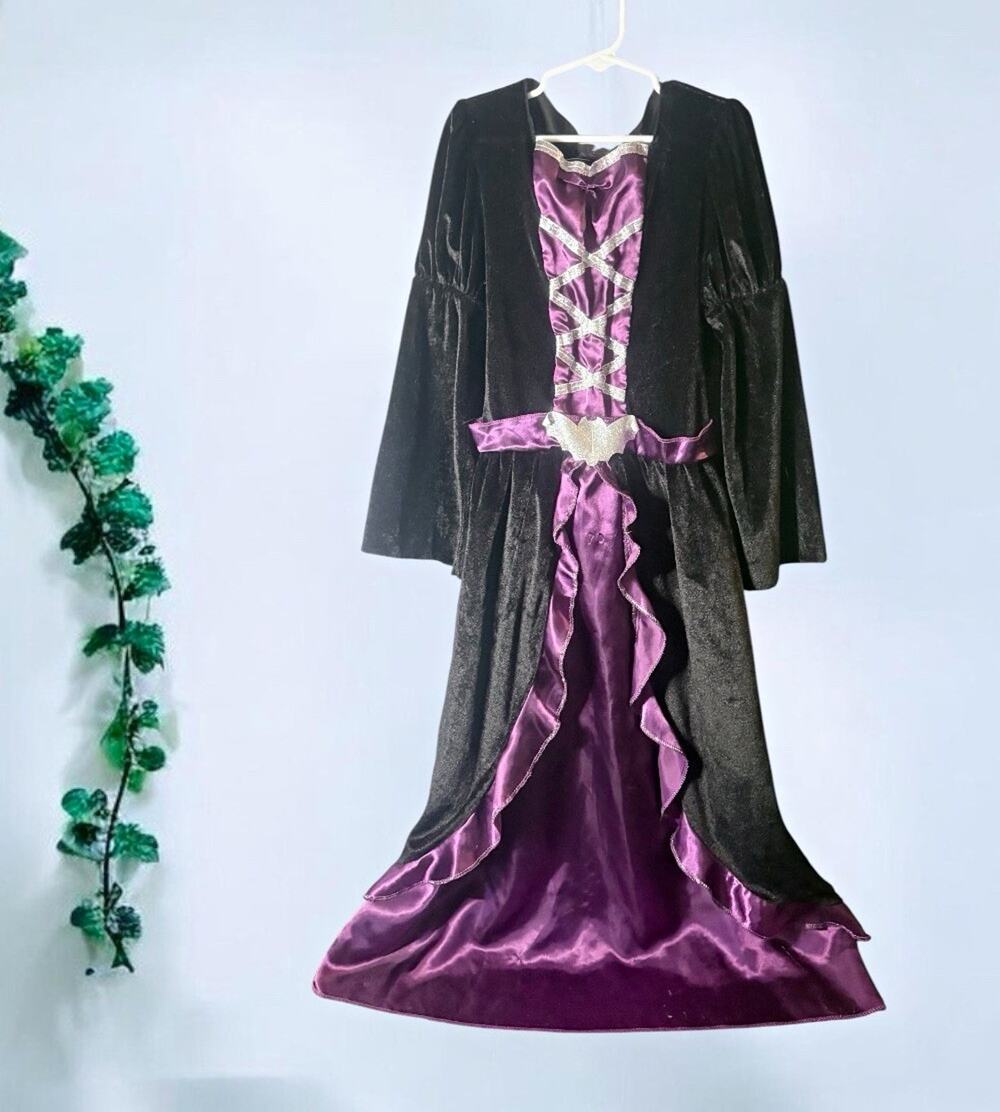 Walmart Renaissance Halloween Costume Dress Purple/Black Long Sleeve Size M 7/8